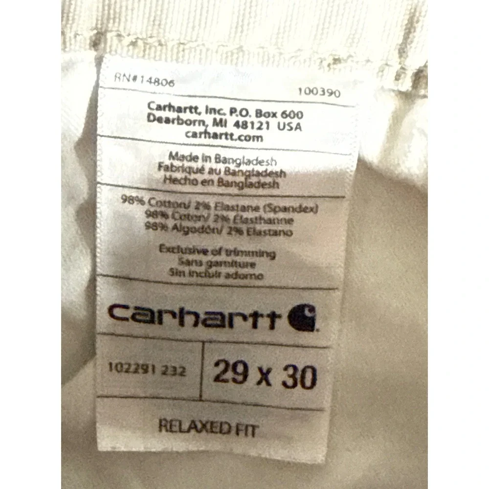 Carhartt Relaxed Fit Khaki Work Pants Tan 29x30 102291 232 Mens Stretch Canvas